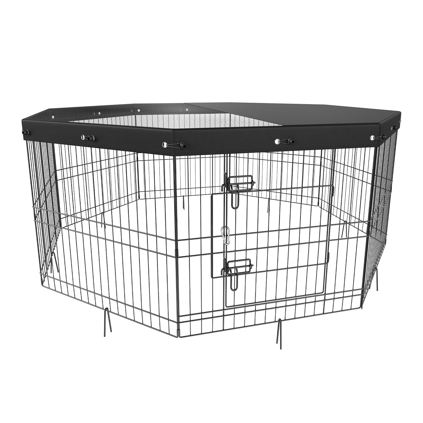 Pawluro Foldable Dog Playpen – 8-Panel Metal Pet Exercise Pen with Top Cover